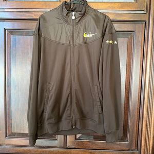 All Stitched Adult Nike Gray Tag Stars Brown Full-Zip Track Jacket XL Mens Gold